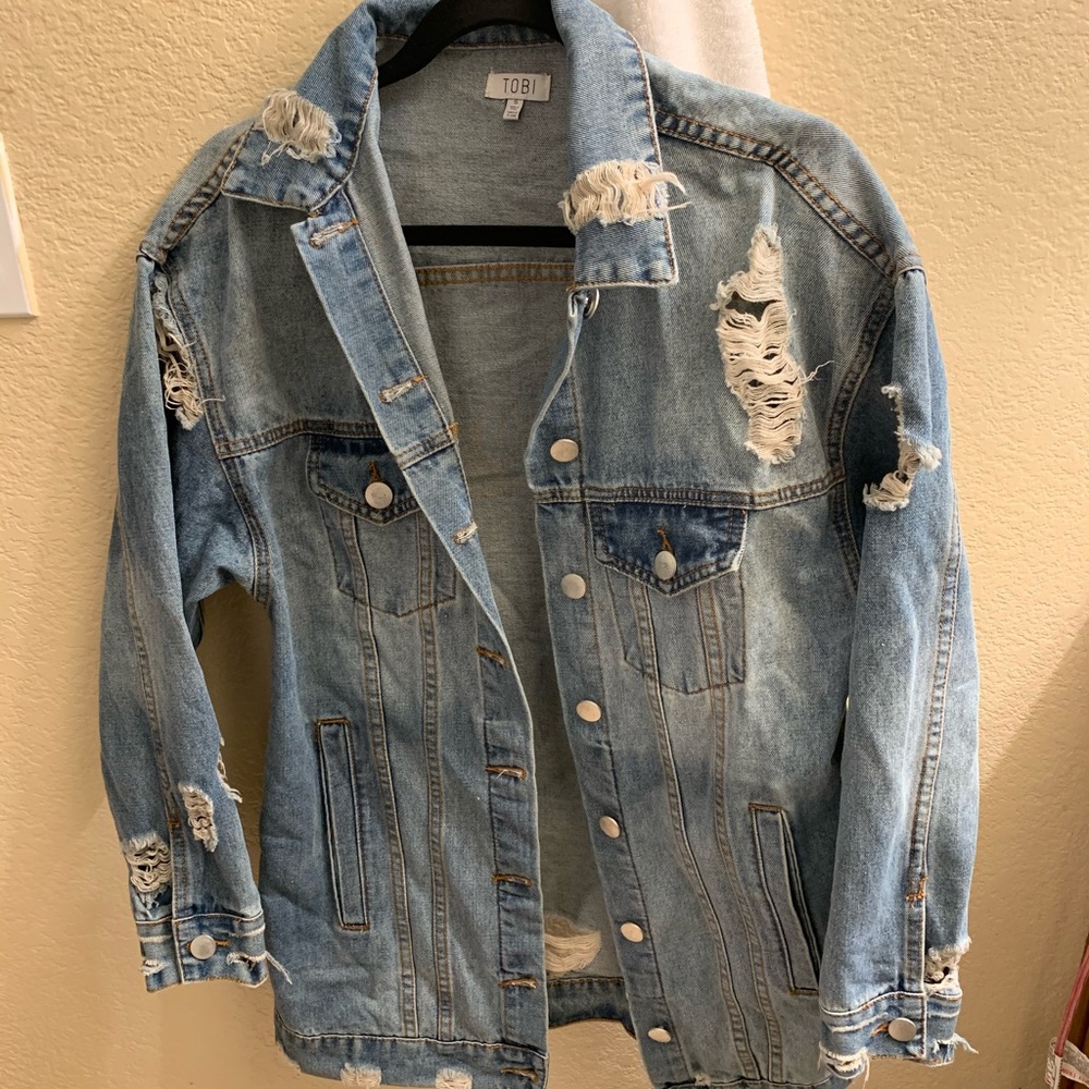 Oversized boyfriend distressed jean jacket